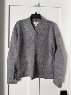 Willi Smith Gray V-Neck Shawl-Collar Men's Sweater
